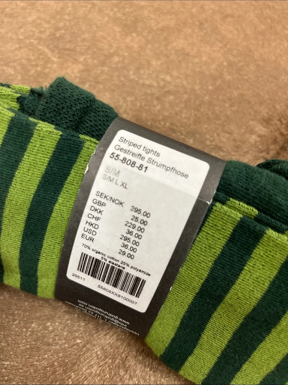 Gudrun Sjödén Striped Organic Cotton Blend Tights S/M